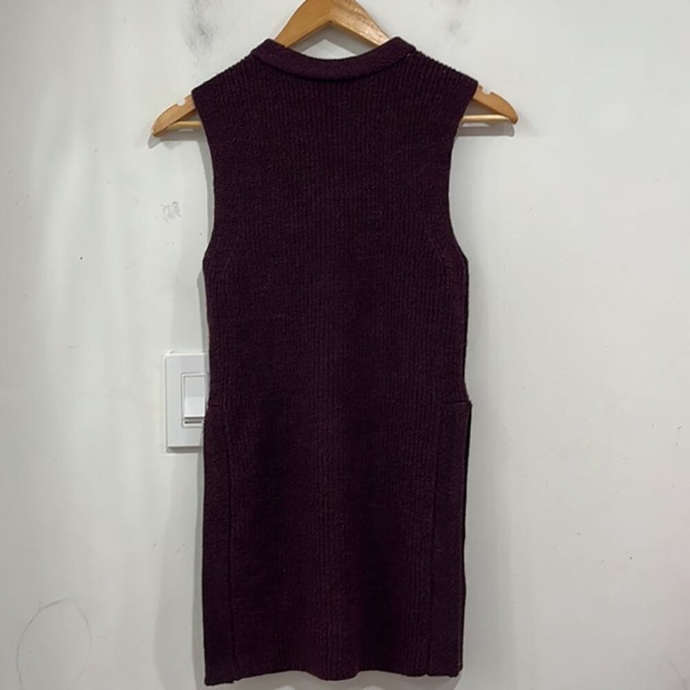 Aritzia Wilfred Palmier Wool Sleeveless Knitted Top Tunic Sweater in Burgundy XS - Picture 8 of 10